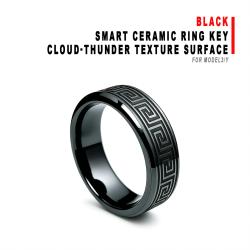 Black Cloud‑Thunder Texture Surface Smart Ceramic Ring Key For Model3/Y Vehicle