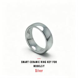 Silver Smart Ceramic Ring Key Wearable Accessory For Model3/Y Vehicle