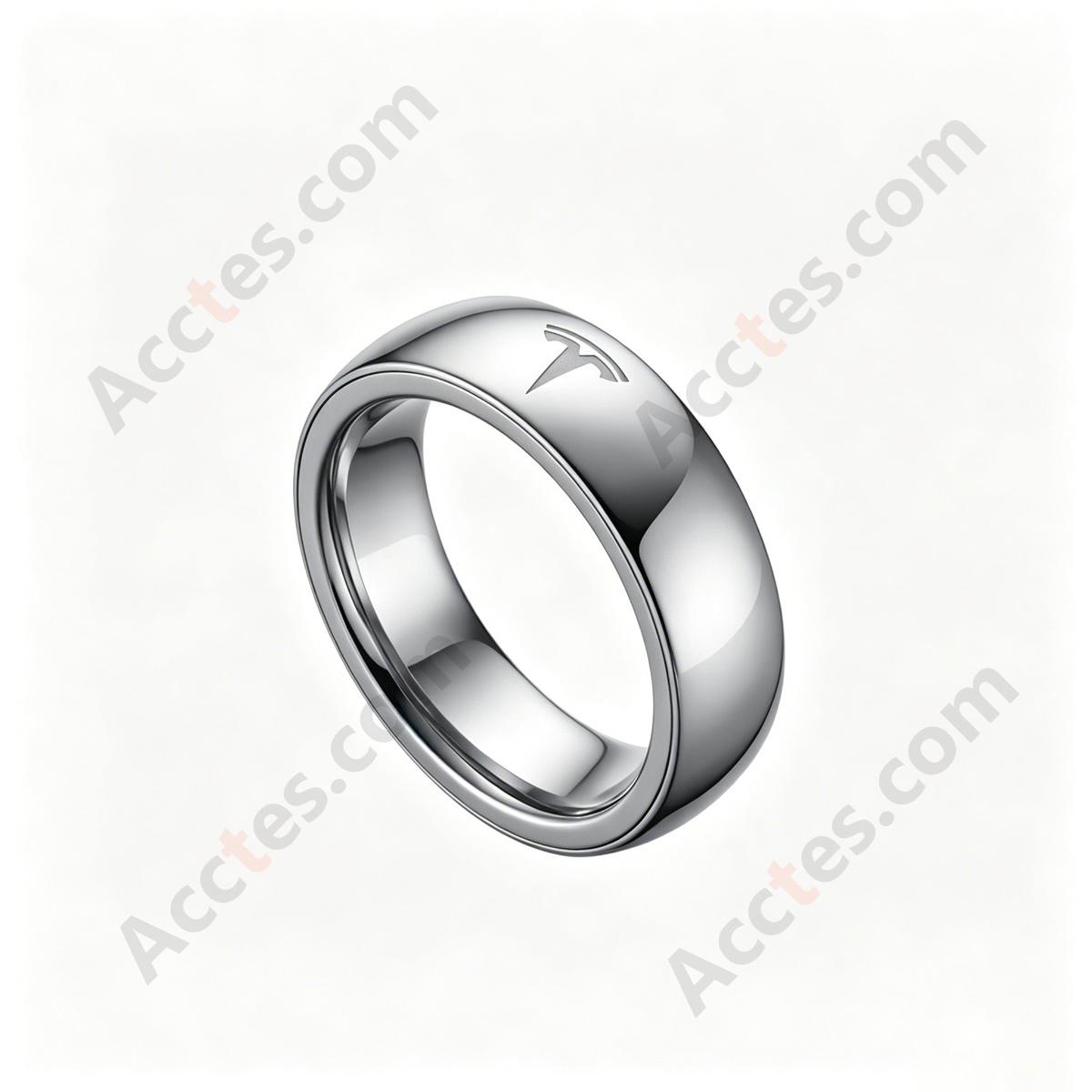Silver Smart Ceramic Ring Key With Mark Wearable Accessory For Model3/Y Vehicle