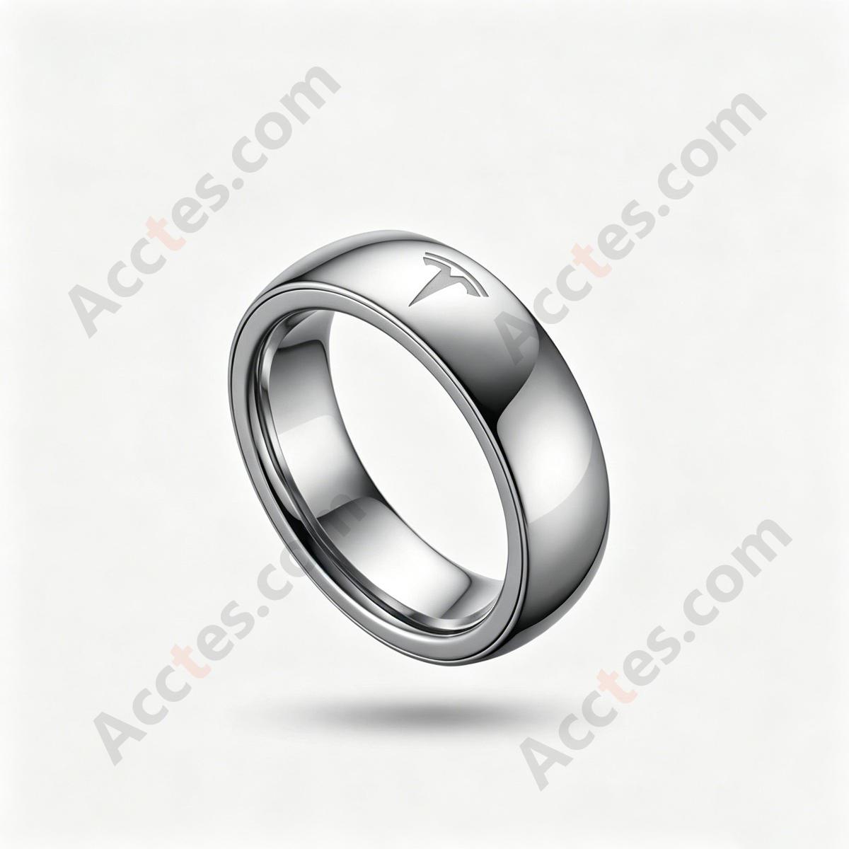 Silver Smart Ceramic Ring Key With Mark Wearable Accessory For Model3/Y Vehicle