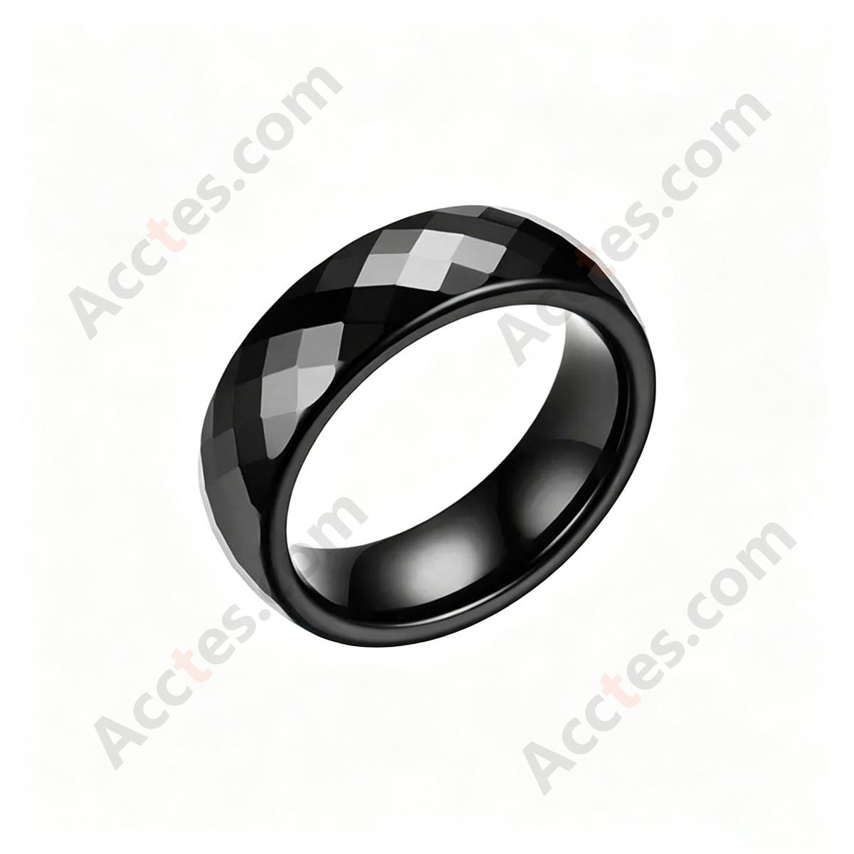 Black Rhombus Texture Surface Smart Ceramic Ring Key For Model3/Y Vehicle