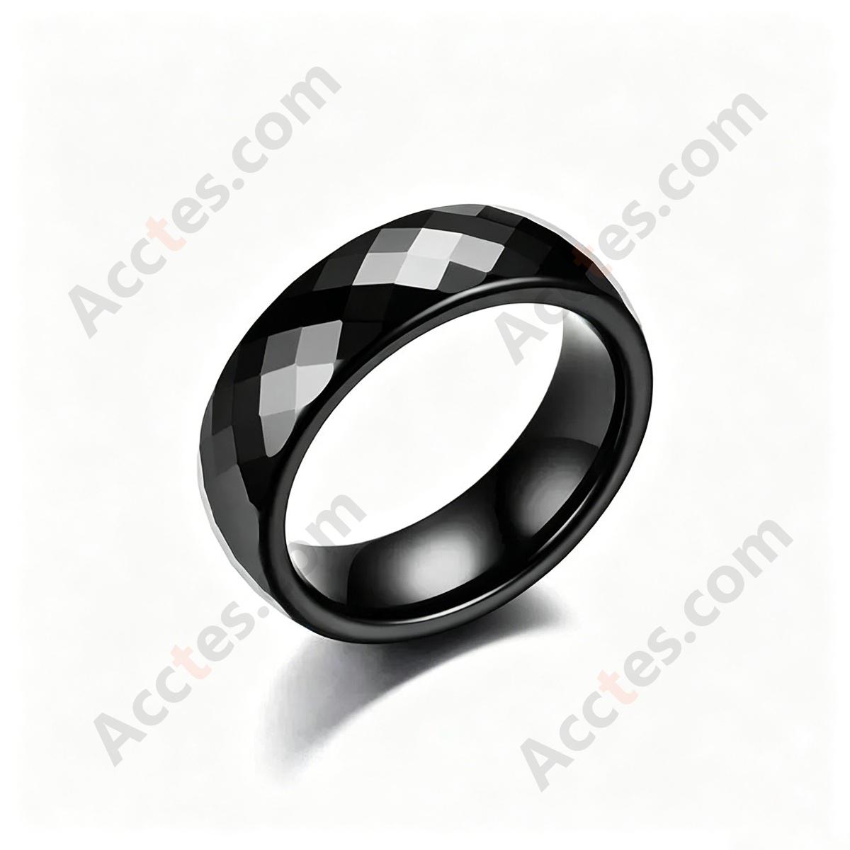 Black Rhombus Texture Surface Smart Ceramic Ring Key For Model3/Y Vehicle