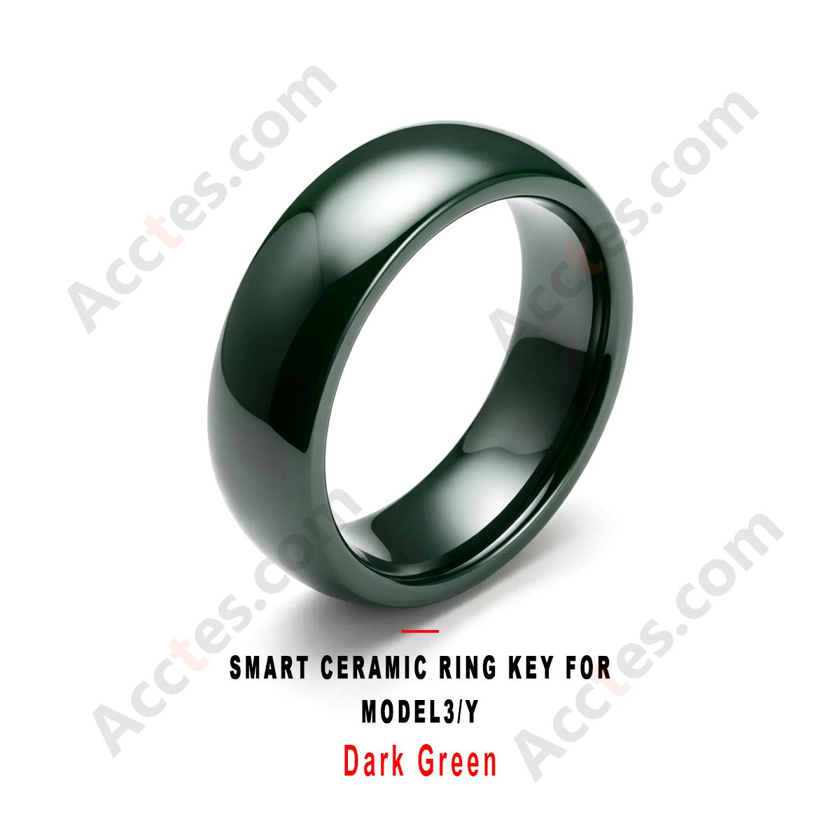 Dark Green Smart Ceramic Ring Key Wearable Accessory For Model3/Y Vehicle