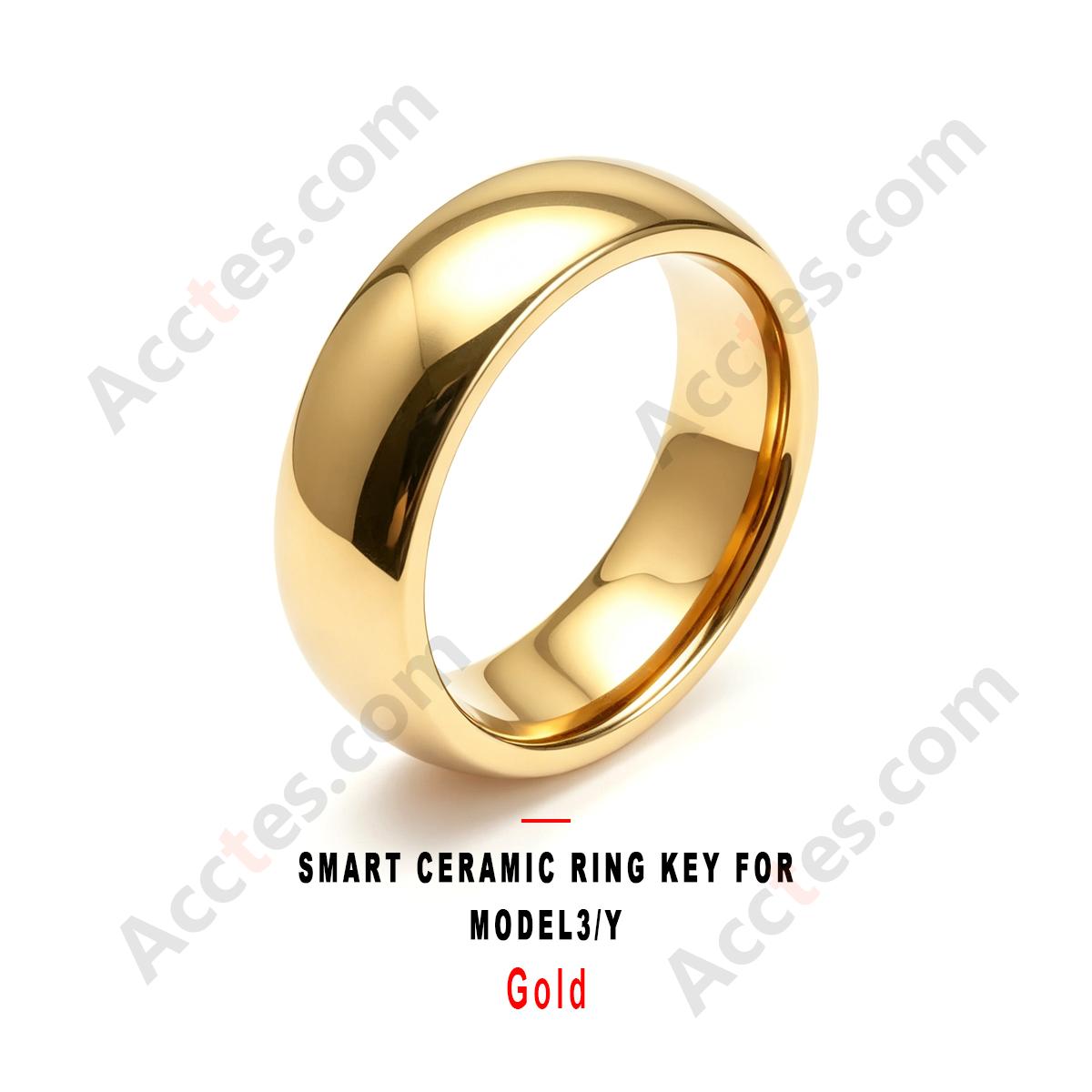 Gold Smart Ceramic Ring Key Wearable Accessory For Model3/Y Vehicle