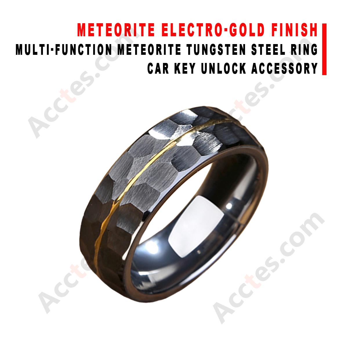 Meteorite Electro‑Gold Multi‑Function Tungsten Steel Ring For Car Key Unlock Accessory