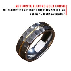 Meteorite Electro‑Gold Multi‑Function Tungsten Steel Ring For Car Key Unlock Accessory