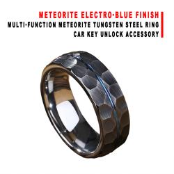 Meteorite Electro‑Blue Multi‑Function Tungsten Steel Ring For Car Key Unlock Accessory