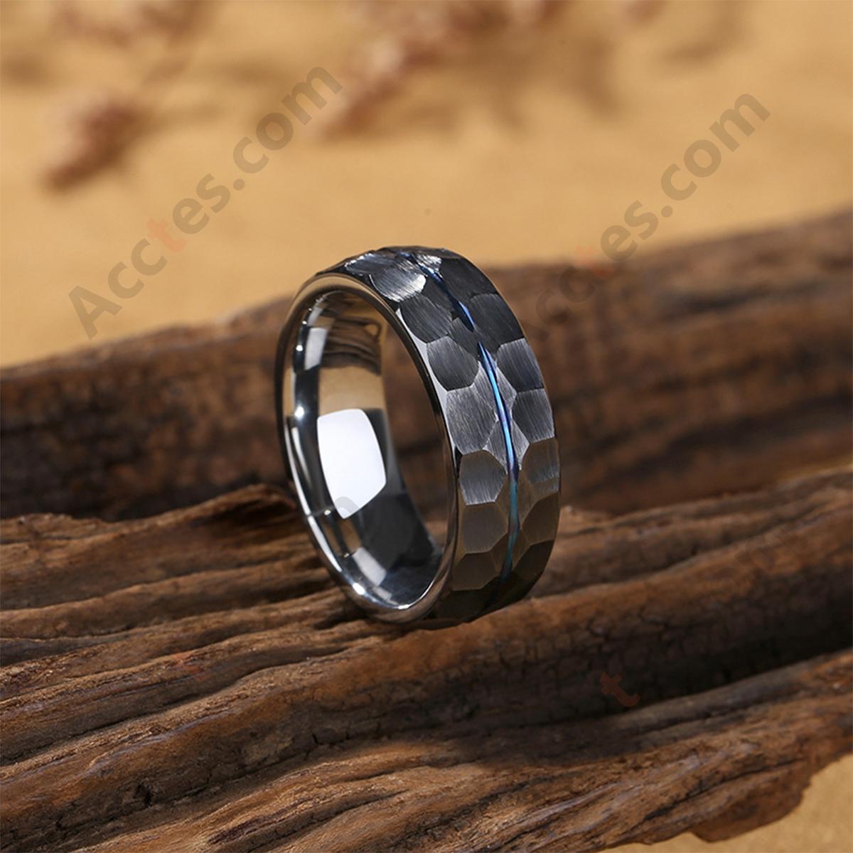 Meteorite Electro‑Blue Multi‑Function Tungsten Steel Ring For Car Key Unlock Accessory