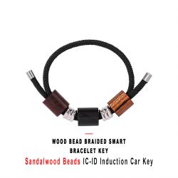 Wood Bead Braided Smart Bracelet Key IC‑ID Induction Accessory For Vehicle