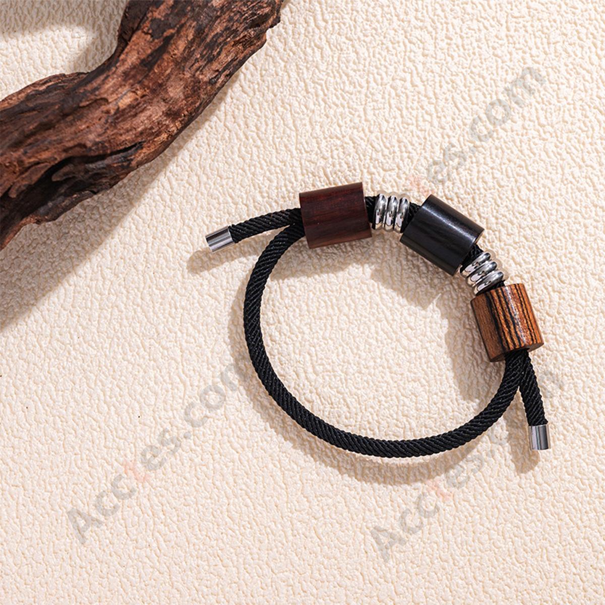 Wood Bead Braided Smart Bracelet Key IC‑ID Induction Accessory For Vehicle