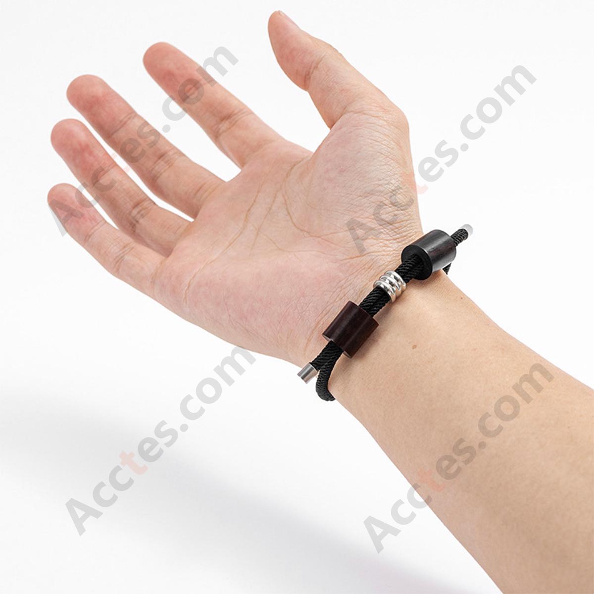 Wood Bead Braided Smart Bracelet Key IC‑ID Induction Accessory For Vehicle