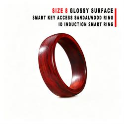Size 8 Glossy ID Induction Sandalwood Smart Ring For Vehicle Door Access