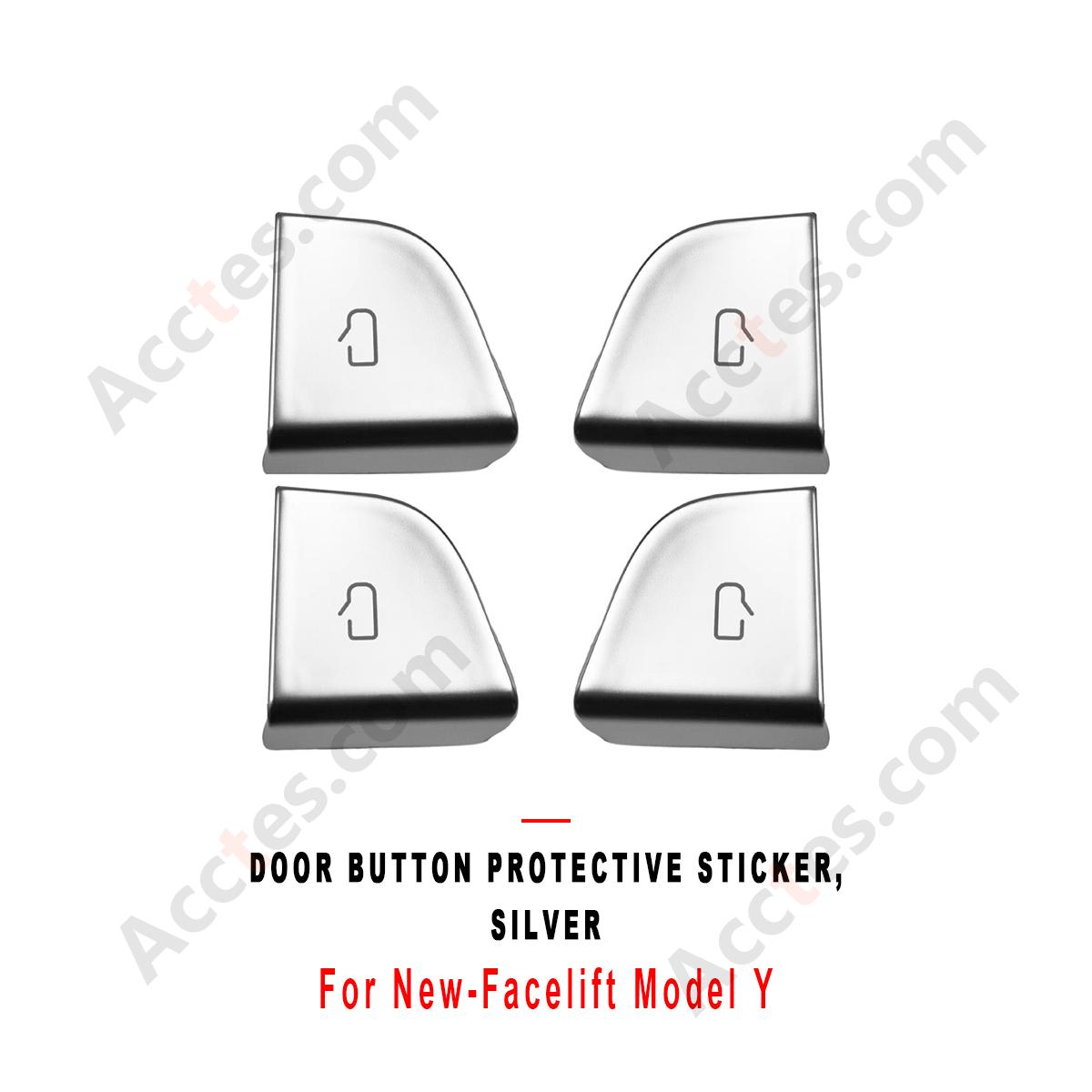 Silver Door Button Protective Cover Sticker For New Facelift Model Y Interior