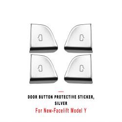 Silver Door Button Protective Cover Sticker For New Facelift Model Y Interior