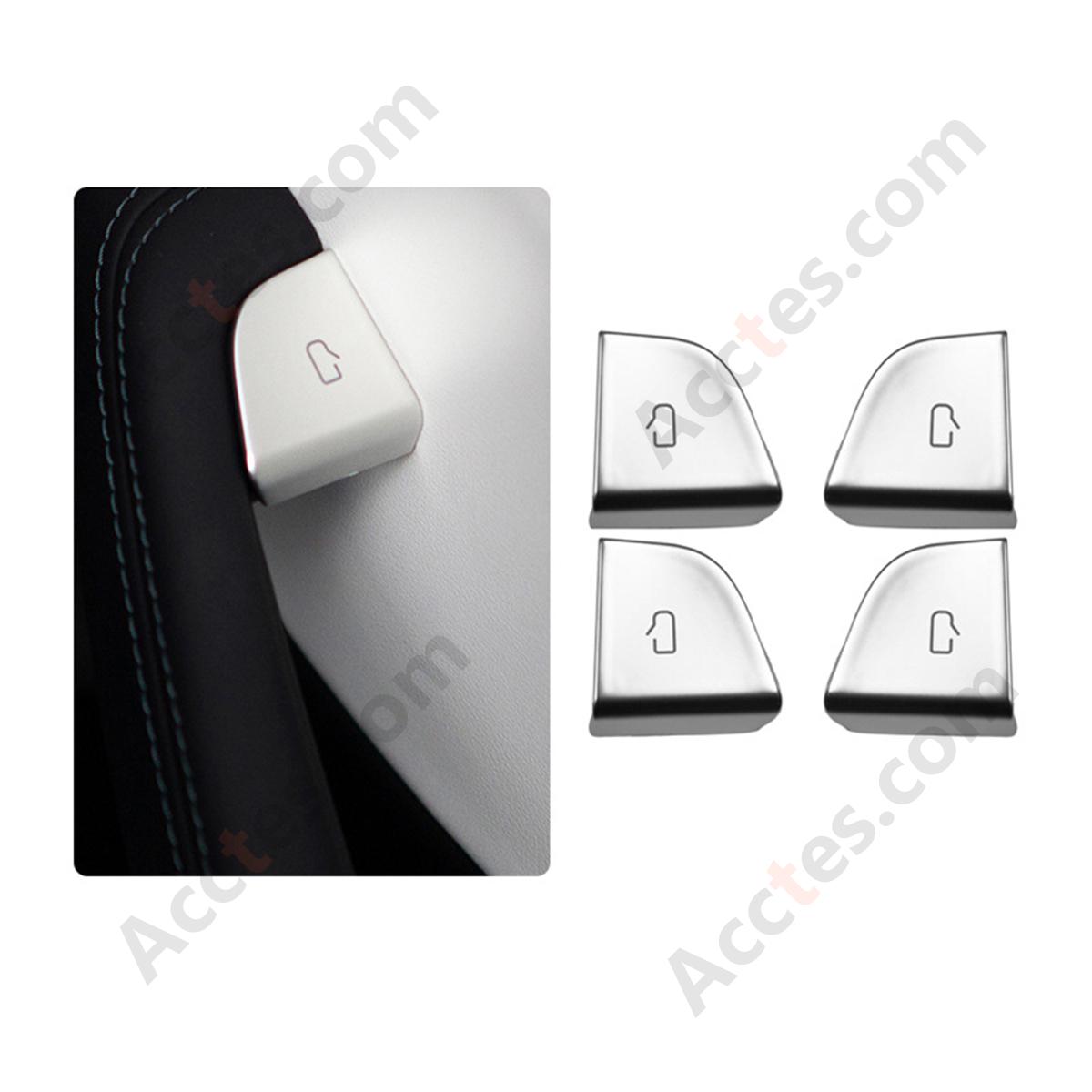 Silver Door Button Protective Cover Sticker For New Facelift Model Y Interior