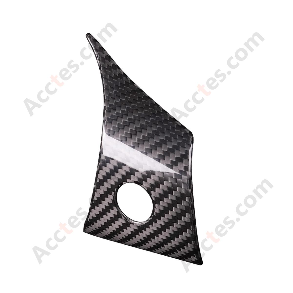 Glossy Dry Carbon Fiber Steering Wheel Button Decor Trim Sticker For Model3 Interior