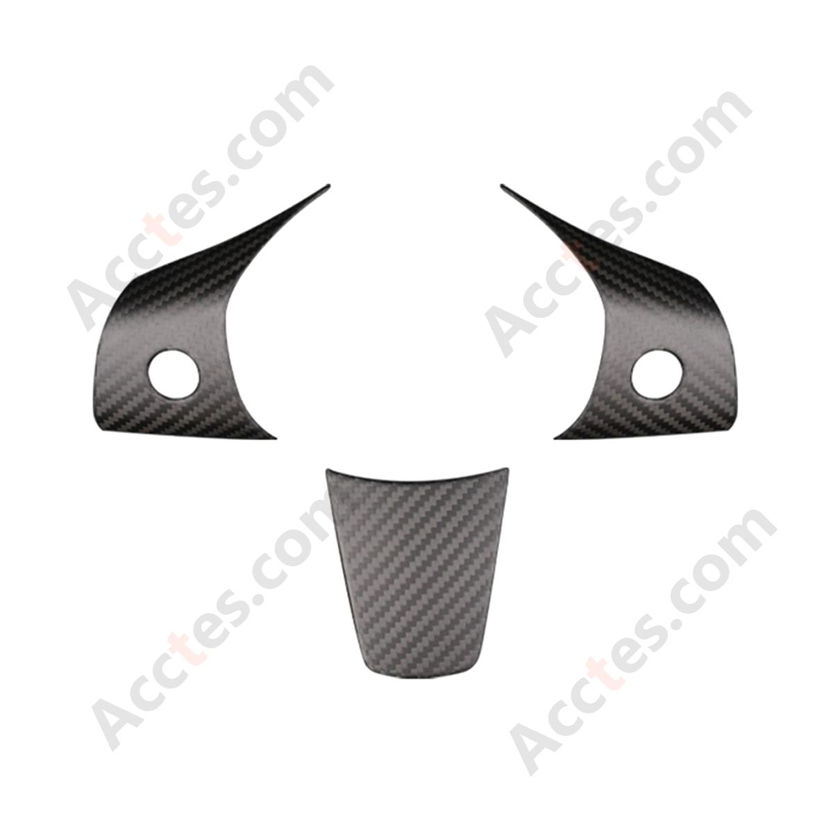 Matte Dry Carbon Fiber Steering Wheel Button Decor Trim Sticker For Model3 Interior