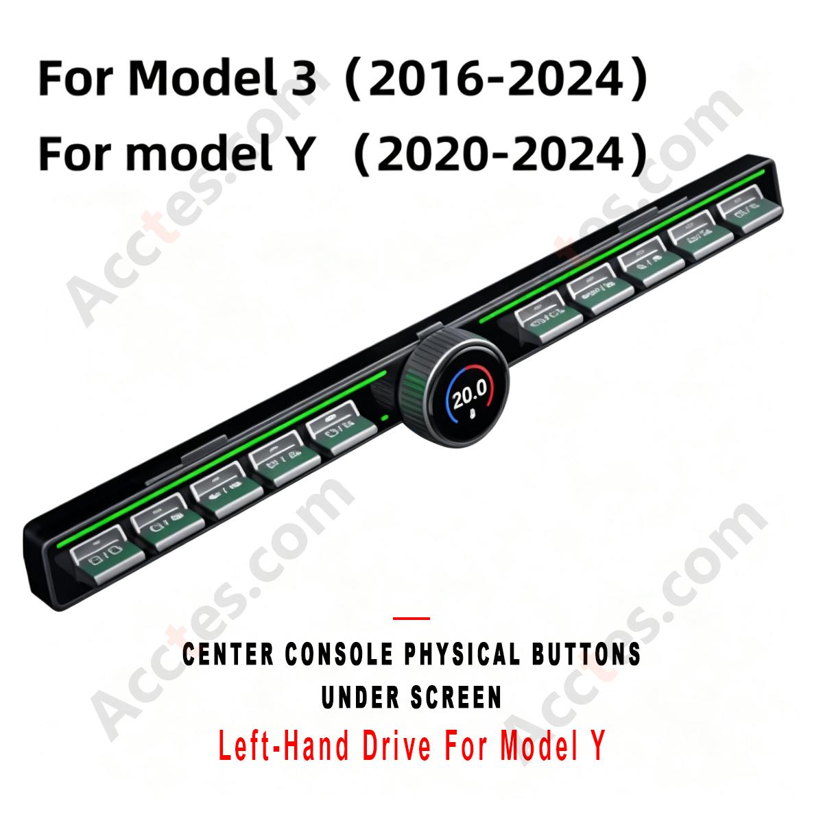 Left‑Hand‑Drive Center Console Physical Buttons Under Screen For Model Y Interior