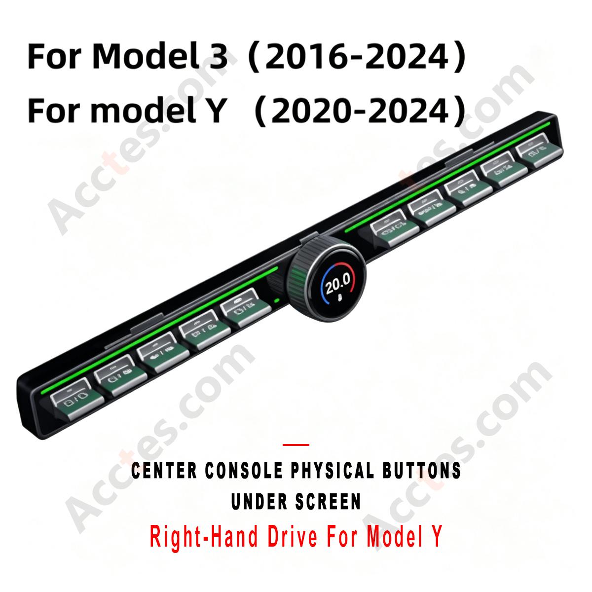 Right‑Hand‑Drive Center Console Physical Buttons Under Screen For Model Y Interior