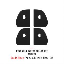 Suede Black Hollow‑Cut Door Open Button Decor Sticker For New Facelift Model 3/Y