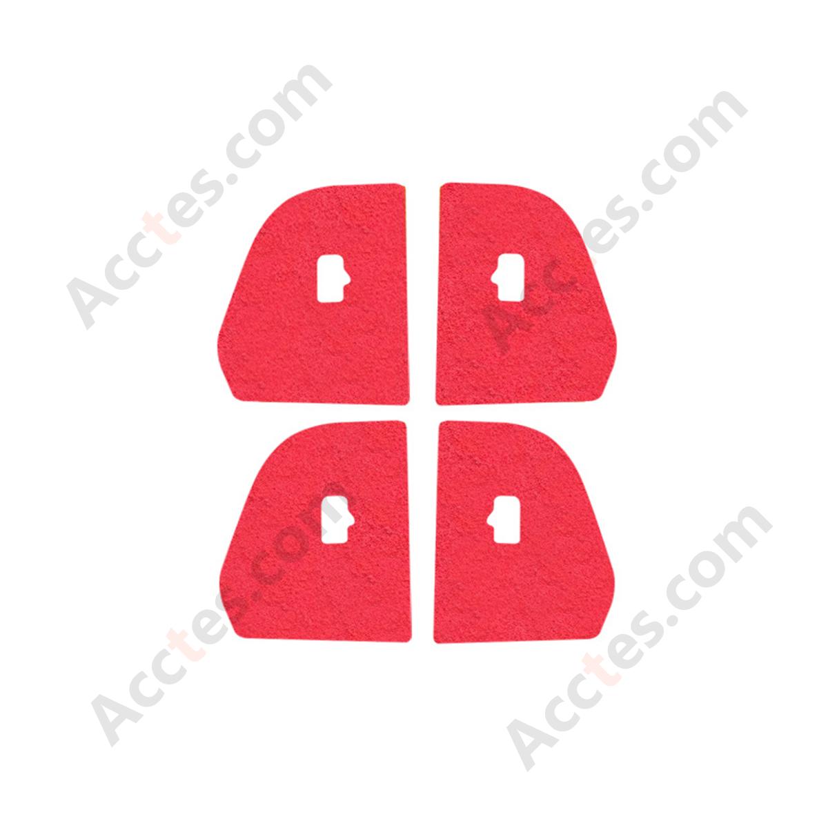 Suede Red Hollow‑Cut Door Open Button Decor Sticker For New Facelift Model 3/Y