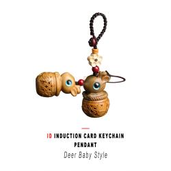 Deer‑Baby Style ID Induction Card Keychain Pendant Vehicle Access Key Ornament