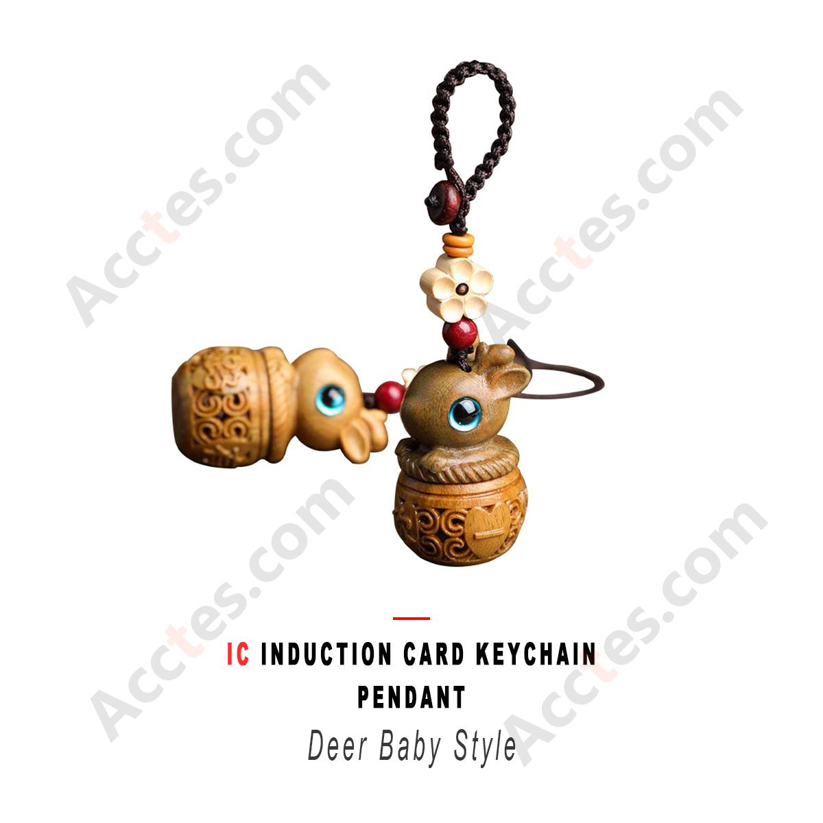 Deer‑Baby Style IC Induction Card Keychain Pendant Vehicle Access Key Ornament