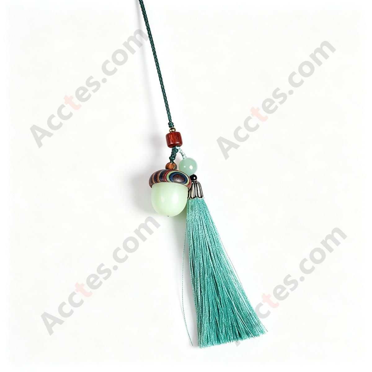 Luminous Stone Acorn Shape Smart Key Pendant With ID Card Tassel Decoration