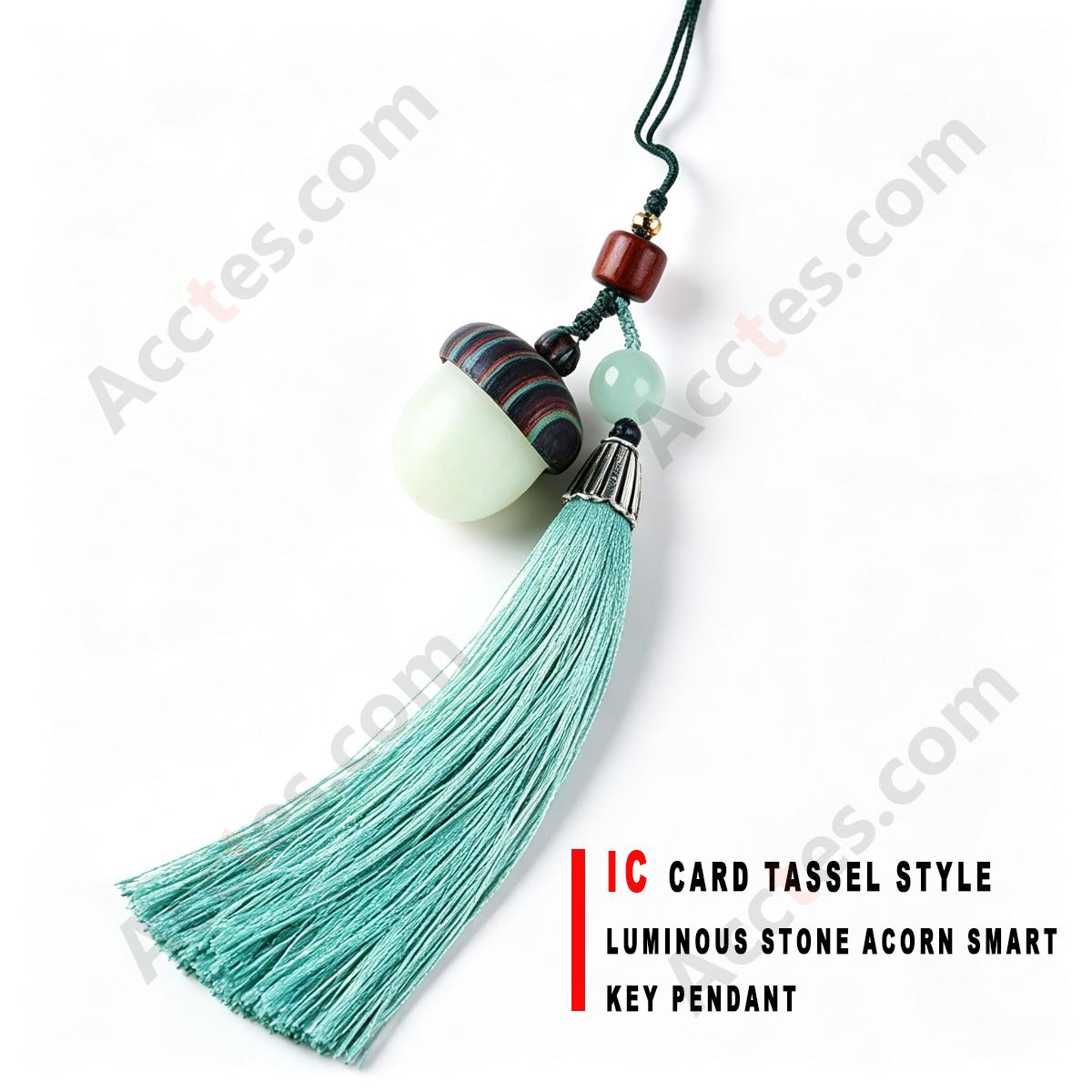 Luminous Stone Acorn Shape Smart Key Pendant With IC Card Tassel Decoration
