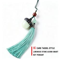 Luminous Stone Acorn Shape Smart Key Pendant With IC Card Tassel Decoration