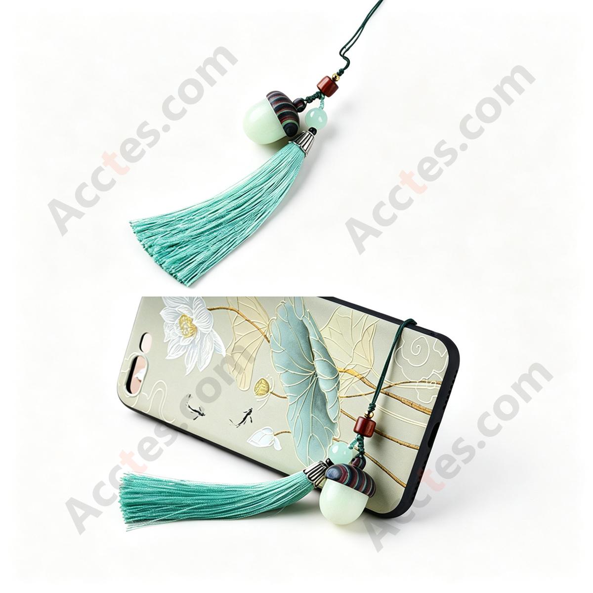 Luminous Stone Acorn Shape Smart Key Pendant With IC Card Tassel Decoration