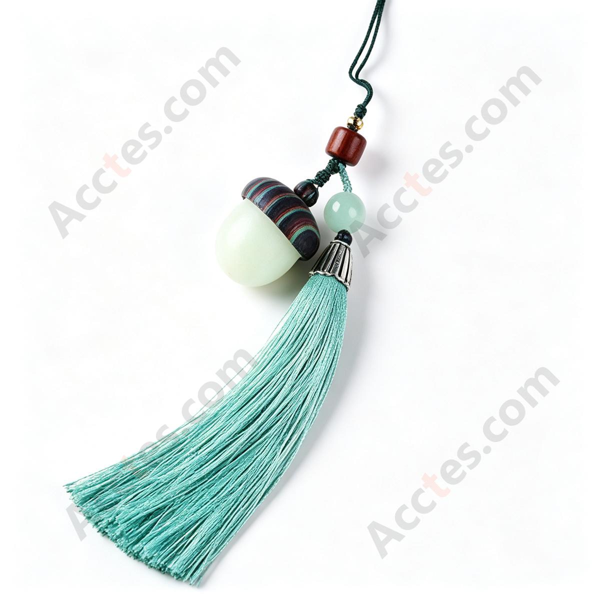 Luminous Stone Acorn Shape Smart Key Pendant With IC Card Tassel Decoration