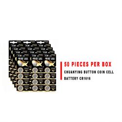 Chuanying CR1616 3V Lithium Coin Cell Battery 50Pcs Full Box For Car Remote Key