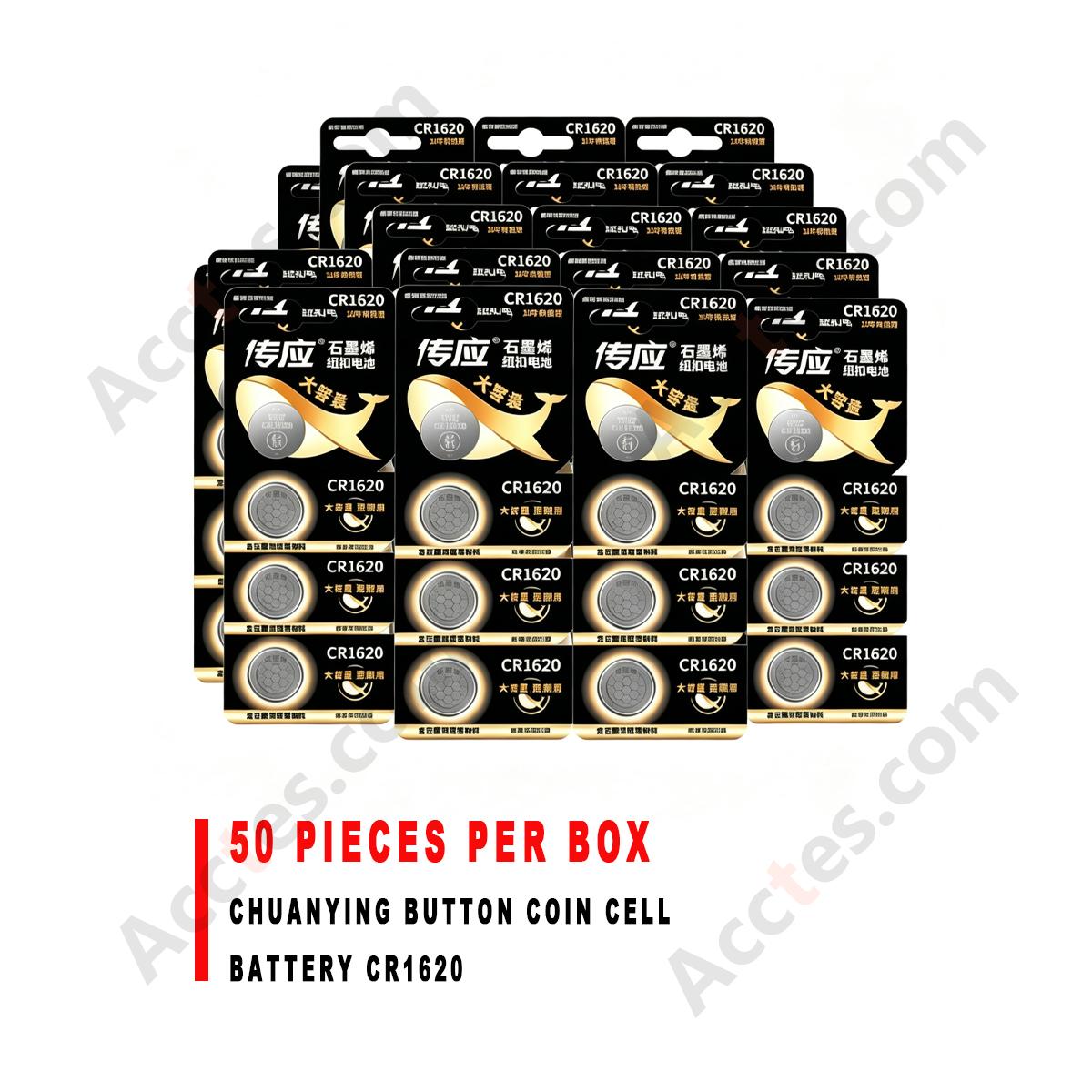 Chuanying CR1620 3V Lithium Coin Cell Battery 50Pcs Full Box For Car Remote Key