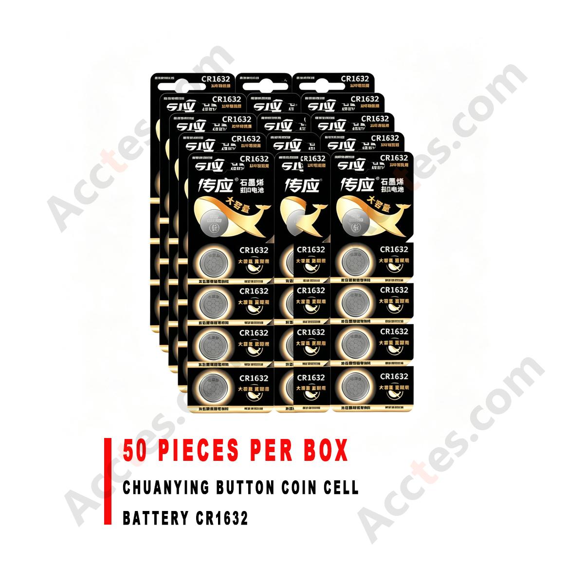 Chuanying CR1632 3V Lithium Coin Cell Battery 50Pcs Full Box For Car Remote Key
