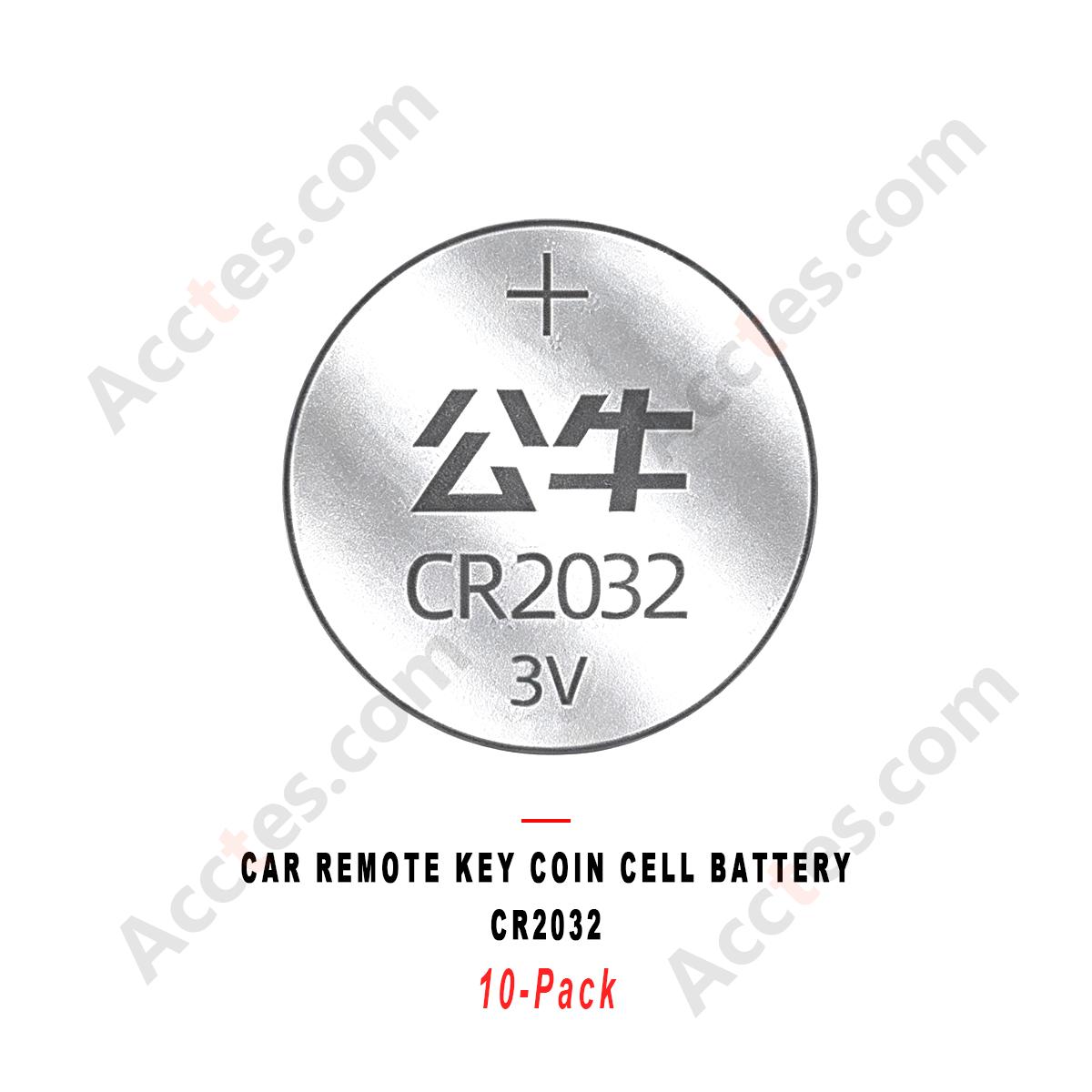 CR2032 3V Lithium Coin Cell Battery 10‑Pack Replacement For Vehicle Remote Key Fob
