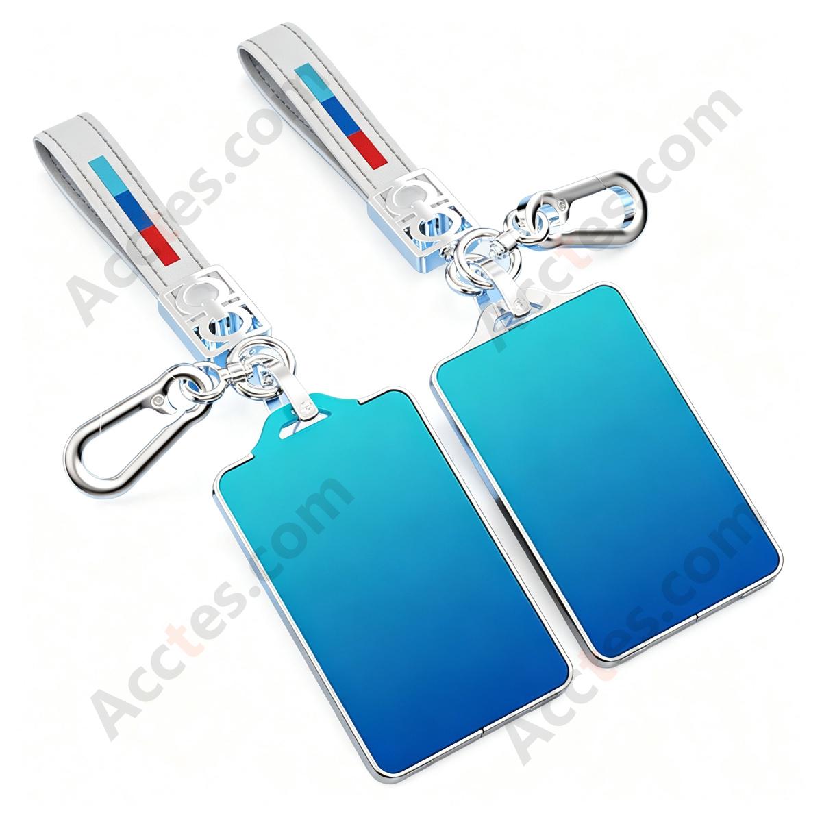 Starry‑Blue Full Wrap Metal Key Case Cover With Hand Strap Decorative Key Protector