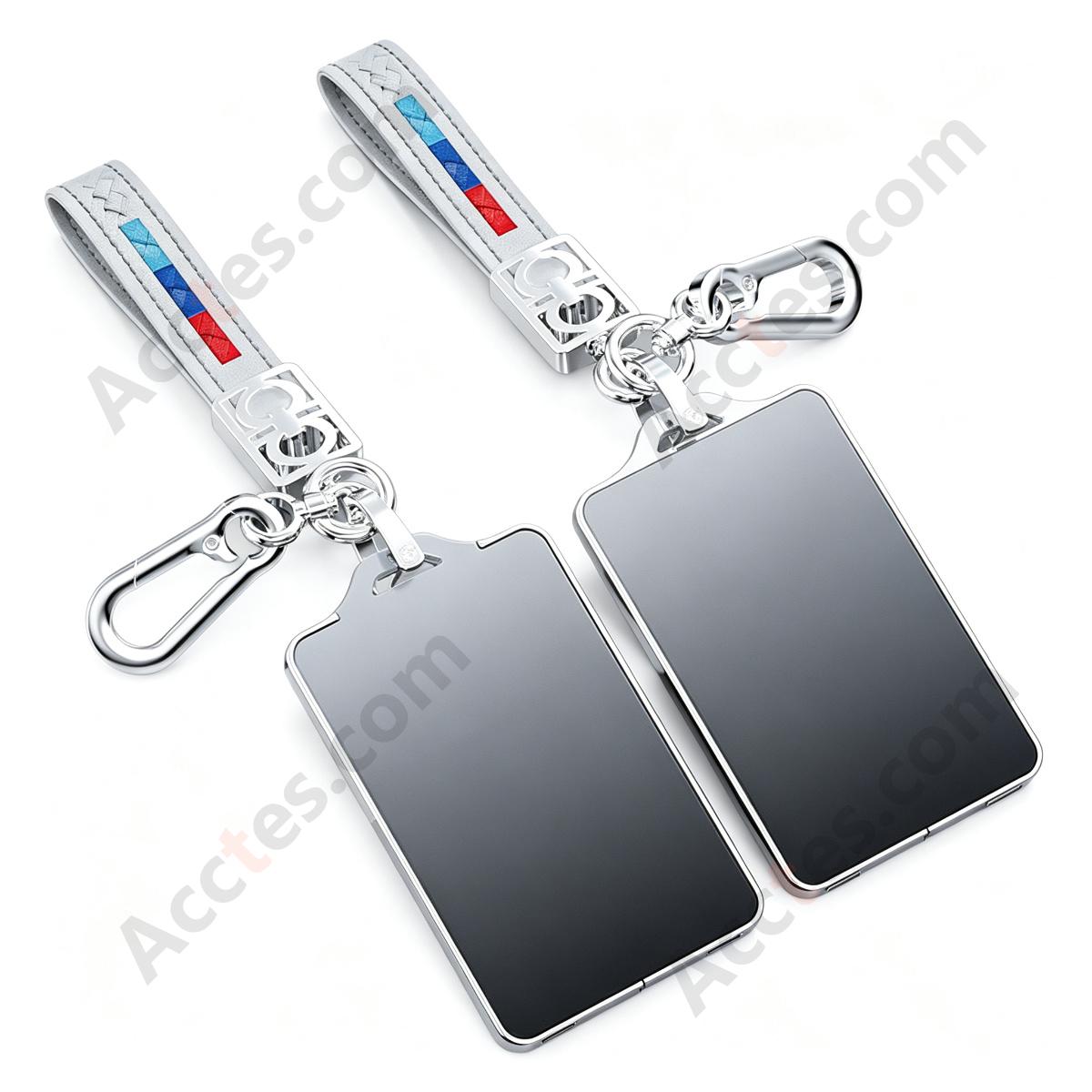 Deep‑Space‑Gray Full Wrap Metal Key Case Cover With Hand Strap Decorative Key Protector