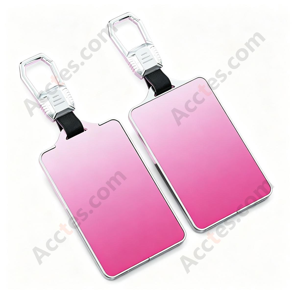 Sakura‑Pink Full Wrap Metal Key Case Cover With Keychain Ring Decorative Key Protector