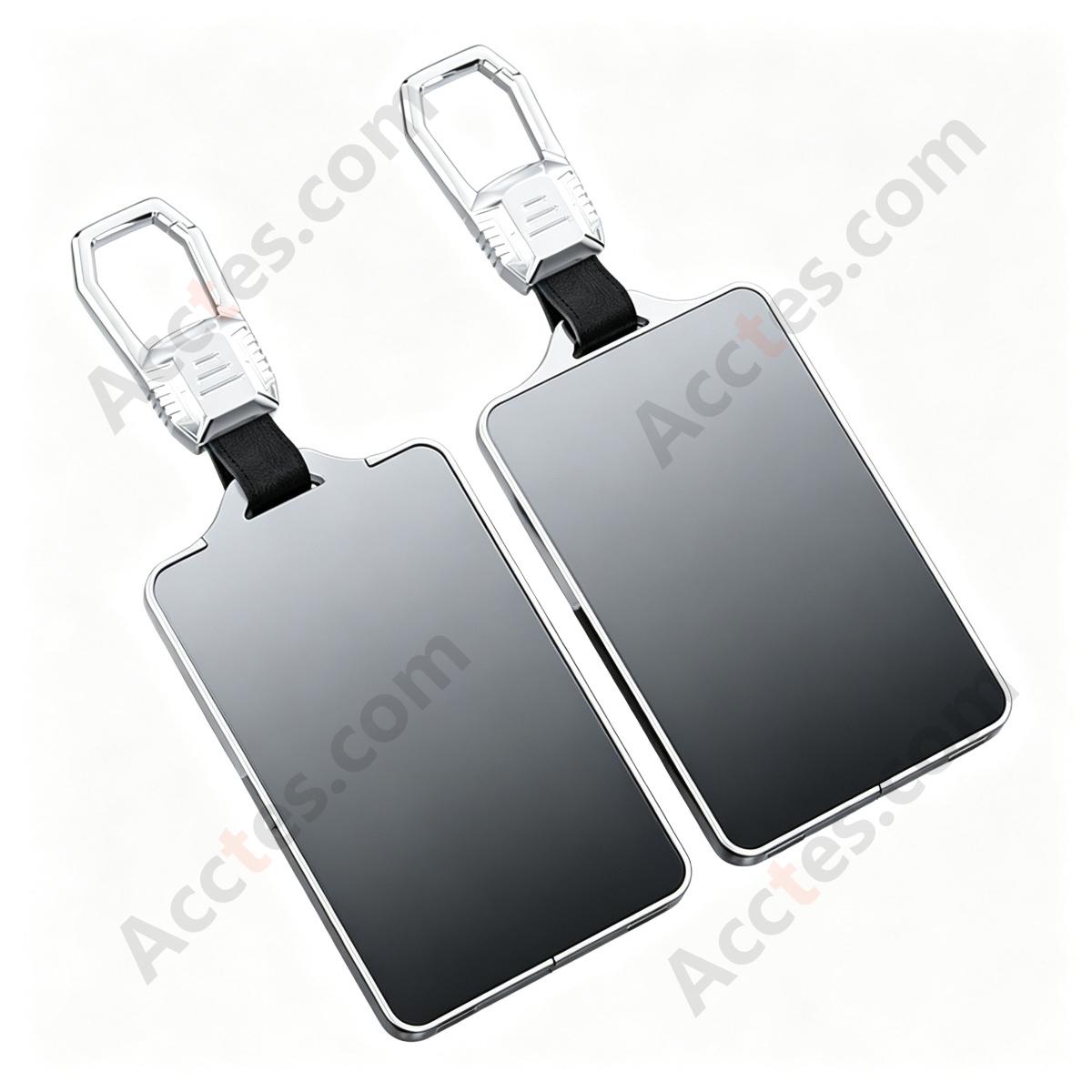 Deep‑Space‑Gray Full Wrap Metal Key Case Cover With Keychain Ring Decorative Key Protector