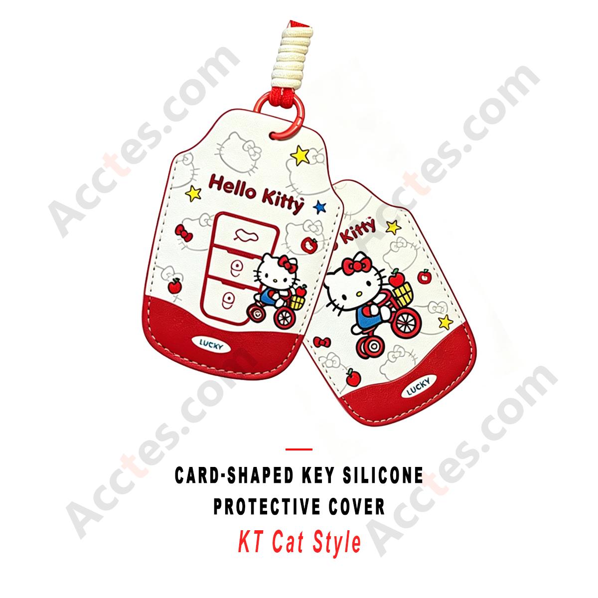 Cute KT‑Cat Pattern Silicone Protective Sleeve For Card‑Style Smart Key Card