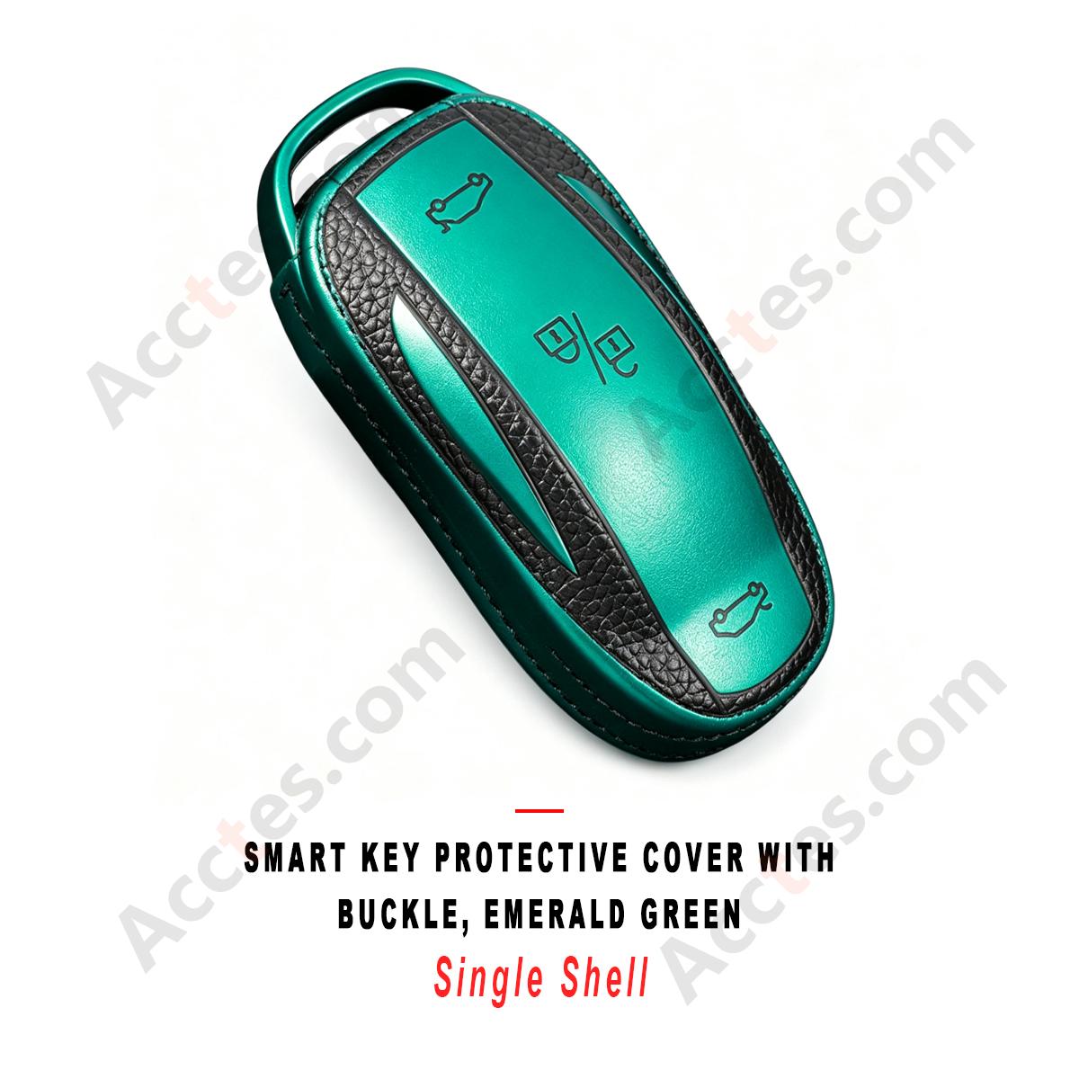 Emerald Green Single Shell Smart Key Protective Cover With Matching Buckle Anti‑Scratch