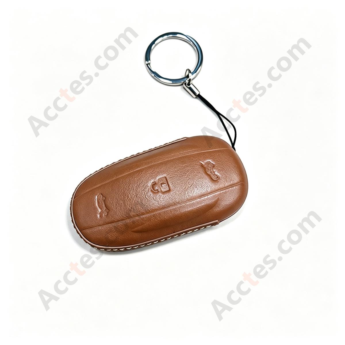 Brown Smart Key Protective Shell With Buckle For Model X Anti‑Scratch Key Cover Sleeve