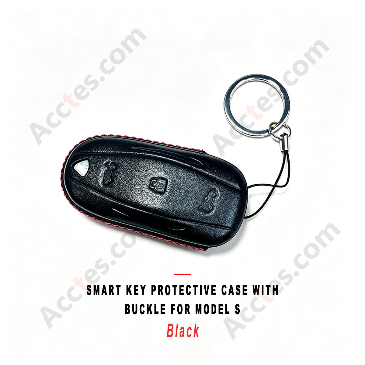 Black Smart Key Protective Shell With Buckle For Model S Anti‑Scratch Decorative Key Sleeve