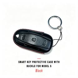 Black Smart Key Protective Shell With Buckle For Model S Anti‑Scratch Decorative Key Sleeve