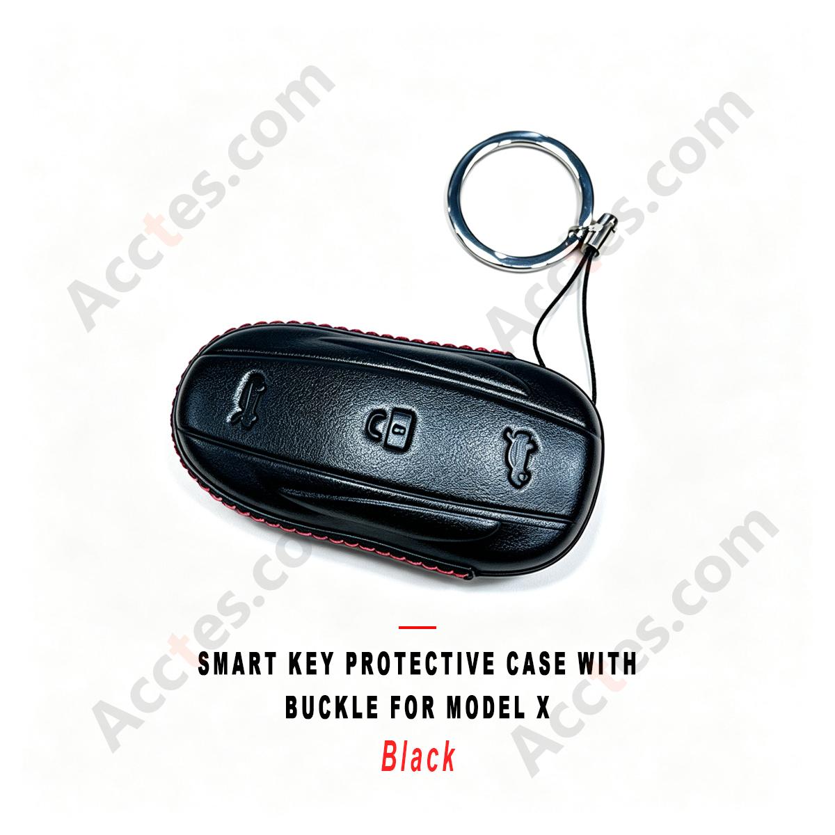 Black Smart Key Protective Shell With Buckle For Model X Anti‑Scratch Decorative Key Sleeve