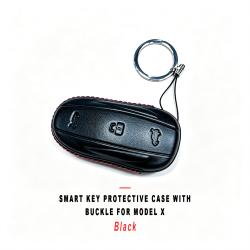 Black Smart Key Protective Shell With Buckle For Model X Anti‑Scratch Decorative Key Sleeve