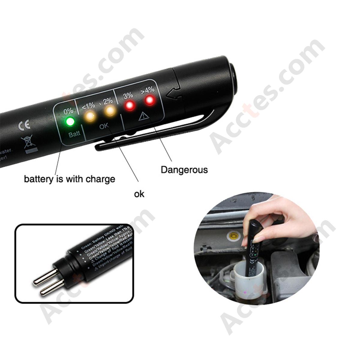 Red Blister Card Brake Fluid Tester Pen With Battery For Automobile Brake Fluid Test