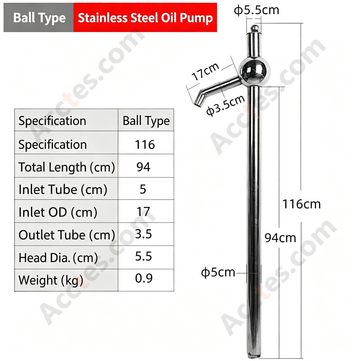 Multi-Purpose Stainless Steel Manual Oil Extractor Pump Ball Type For Car
