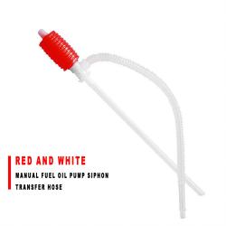 Manual Fuel Oil Siphon Pump Transfer Hose Red White For Gasoline Tank